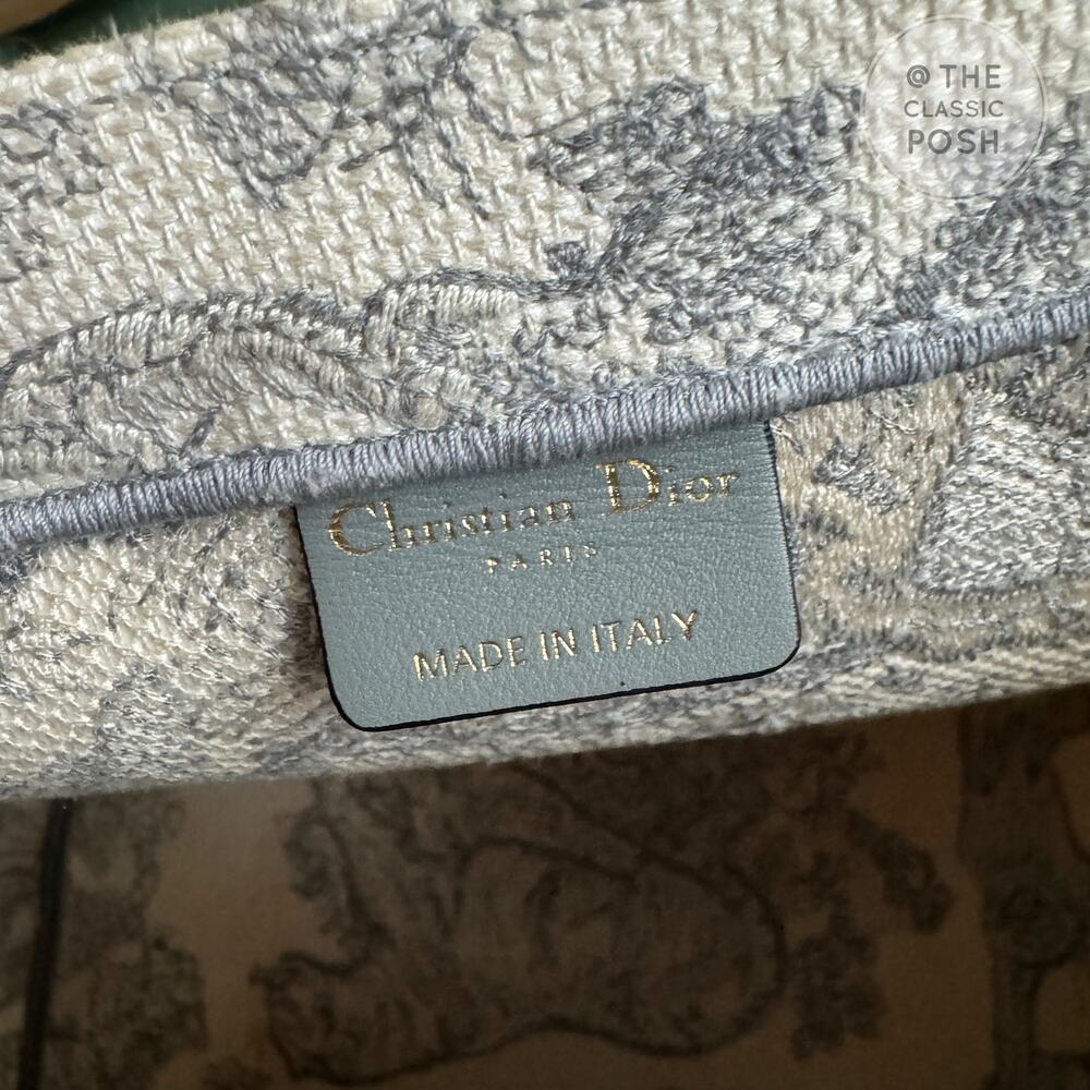 EUC Christian Dior Book Tote Toile De Jouy Ecru Gray Medium - Picture 13 of 16